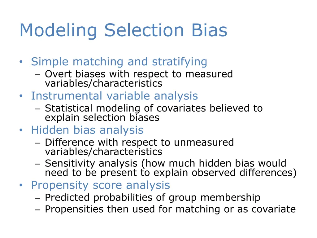 modeling selection bias