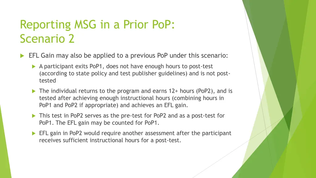 reporting msg in a prior pop scenario 2