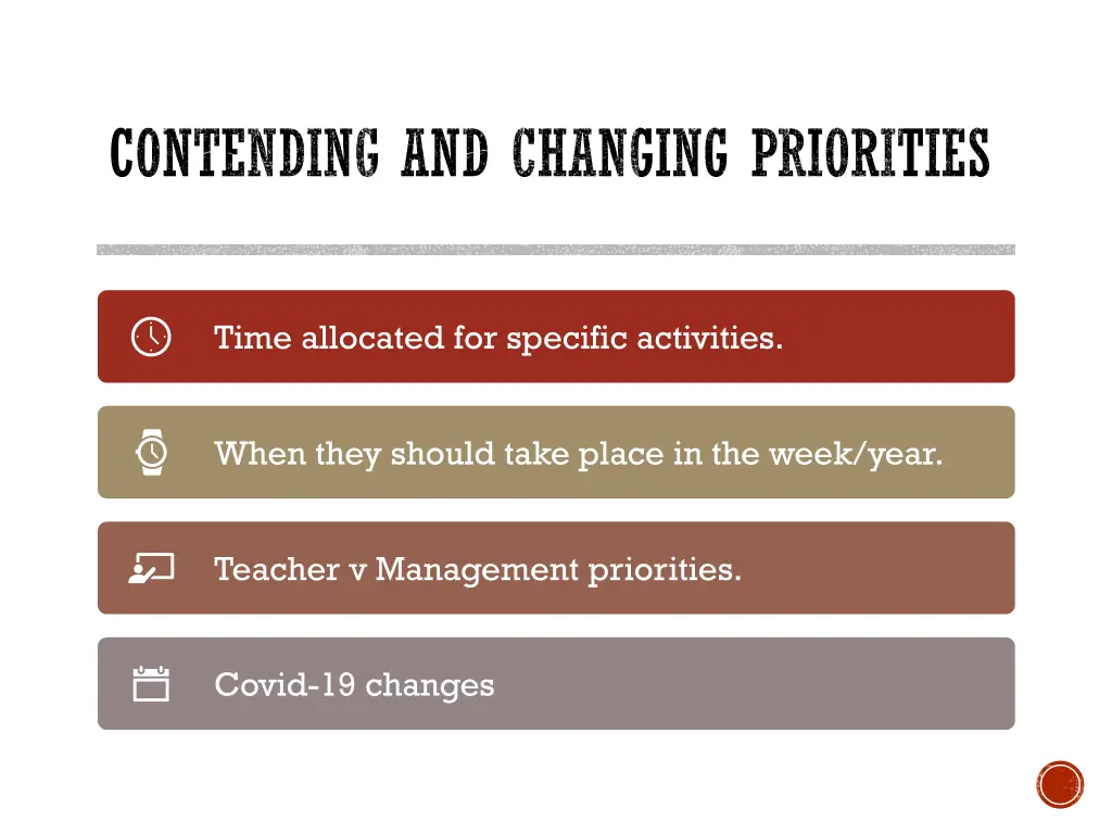 contending and changing priorities