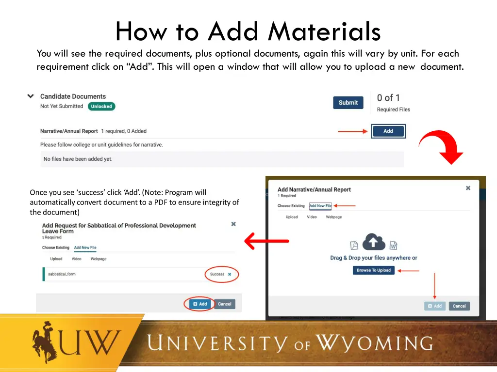 how to add materials you will see the required