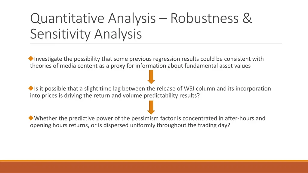 quantitative analysis robustness sensitivity