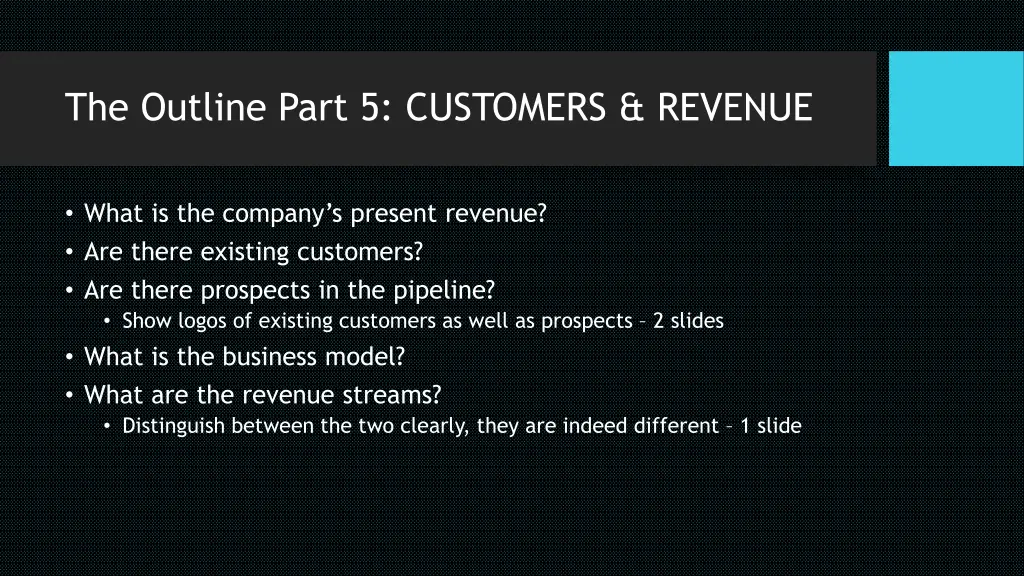 the outline part 5 customers revenue