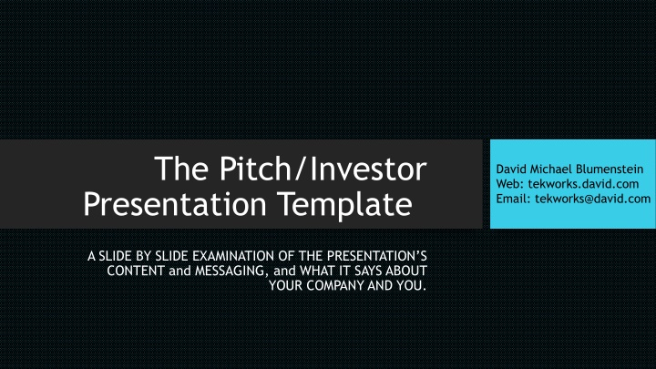 the pitch investor presentation template