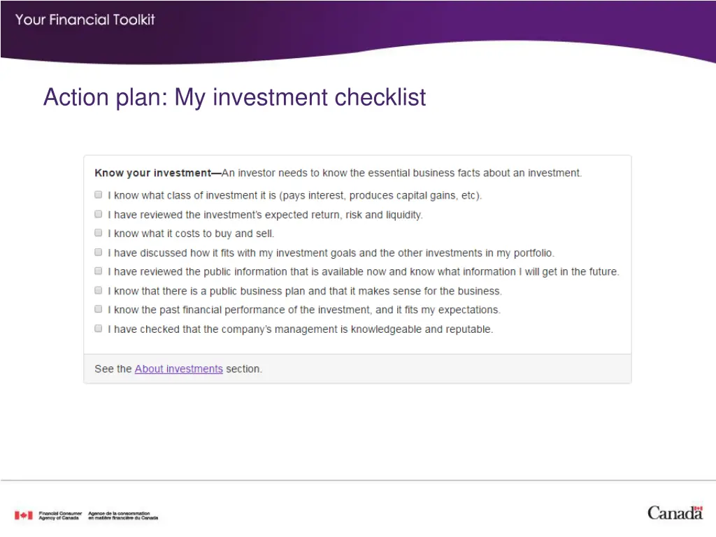 action plan my investment checklist 1