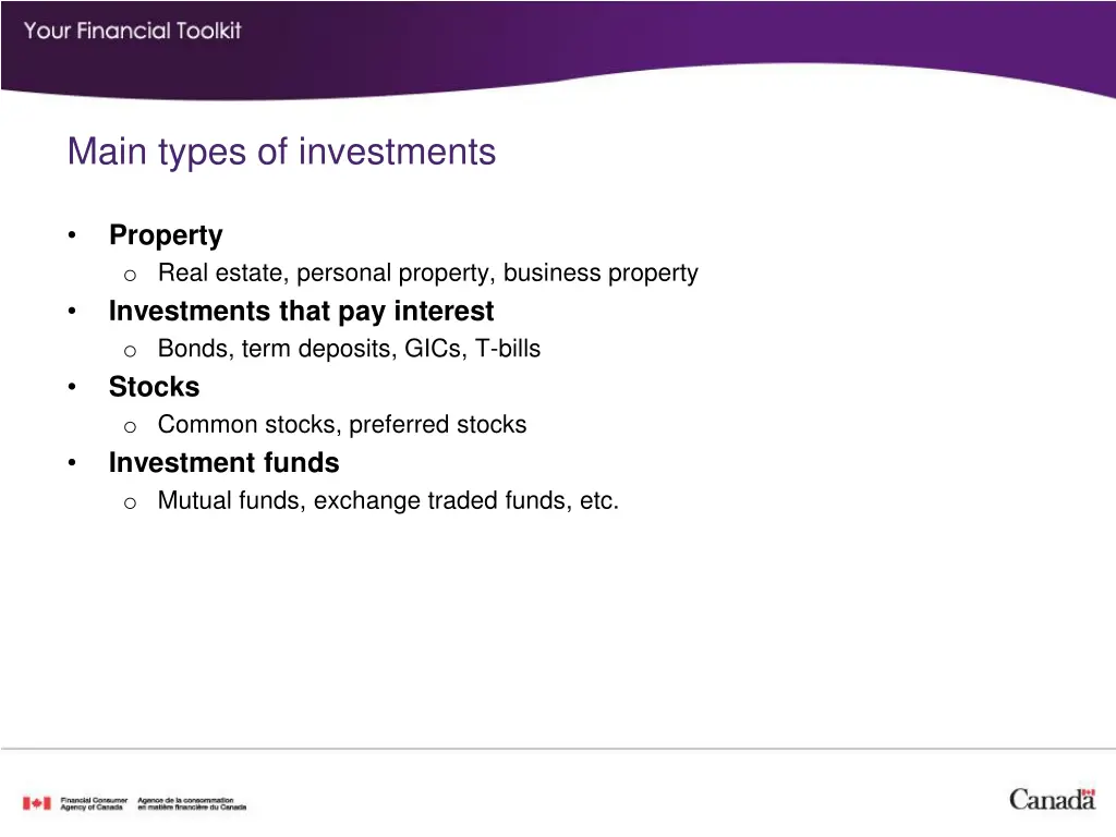 main types of investments