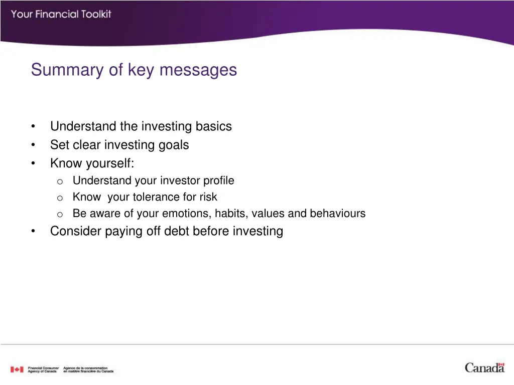 summary of key messages