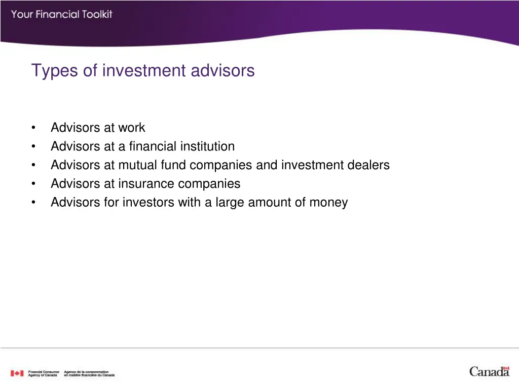 types of investment advisors