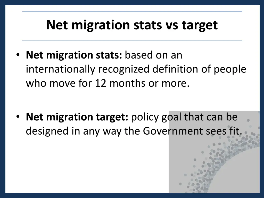 net migration stats vs target