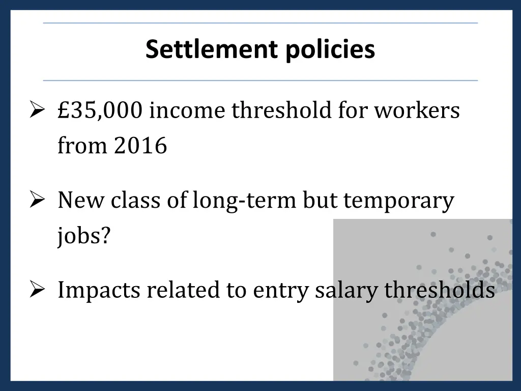 settlement policies