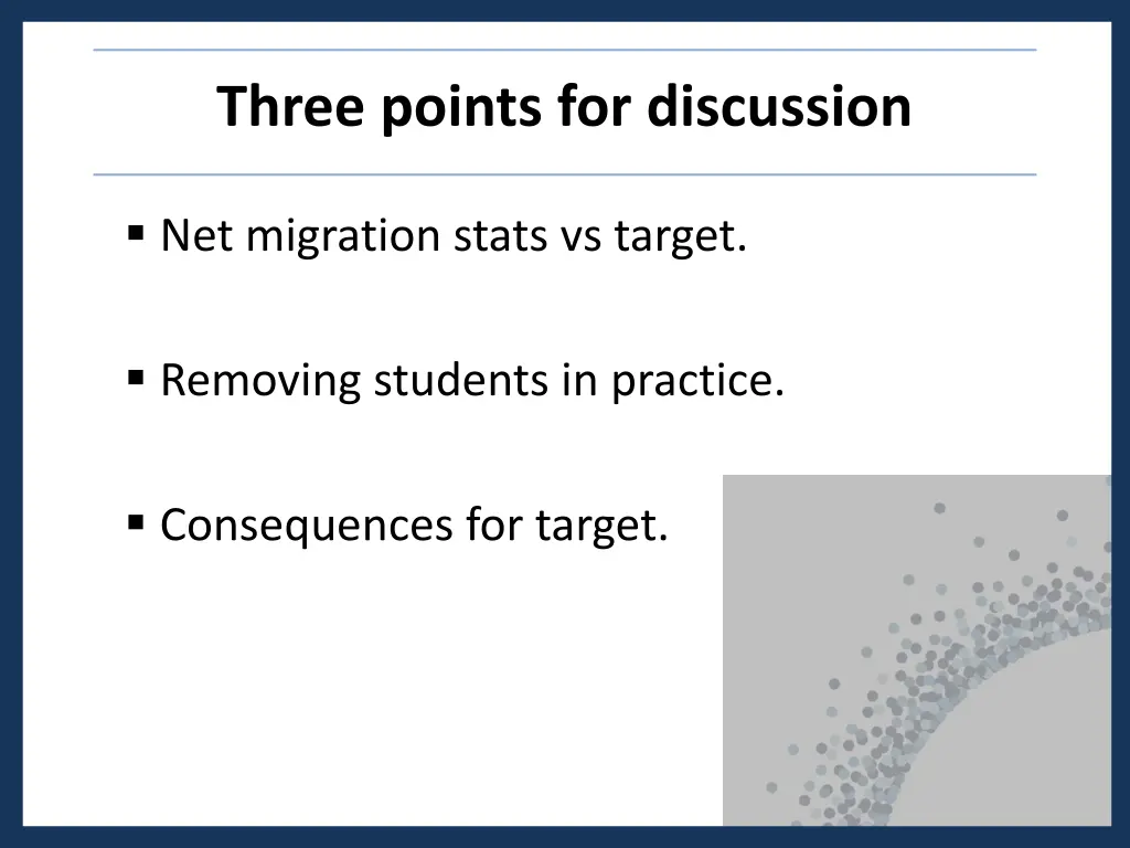 three points for discussion