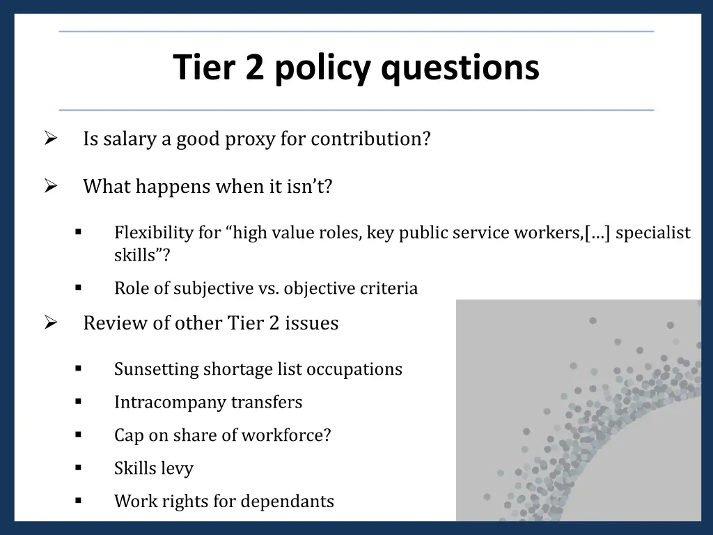 tier 2 policy questions