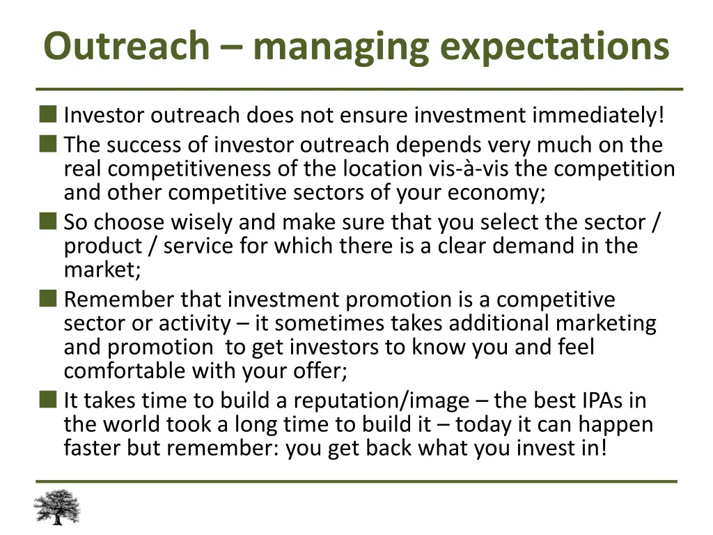 outreach managing expectations