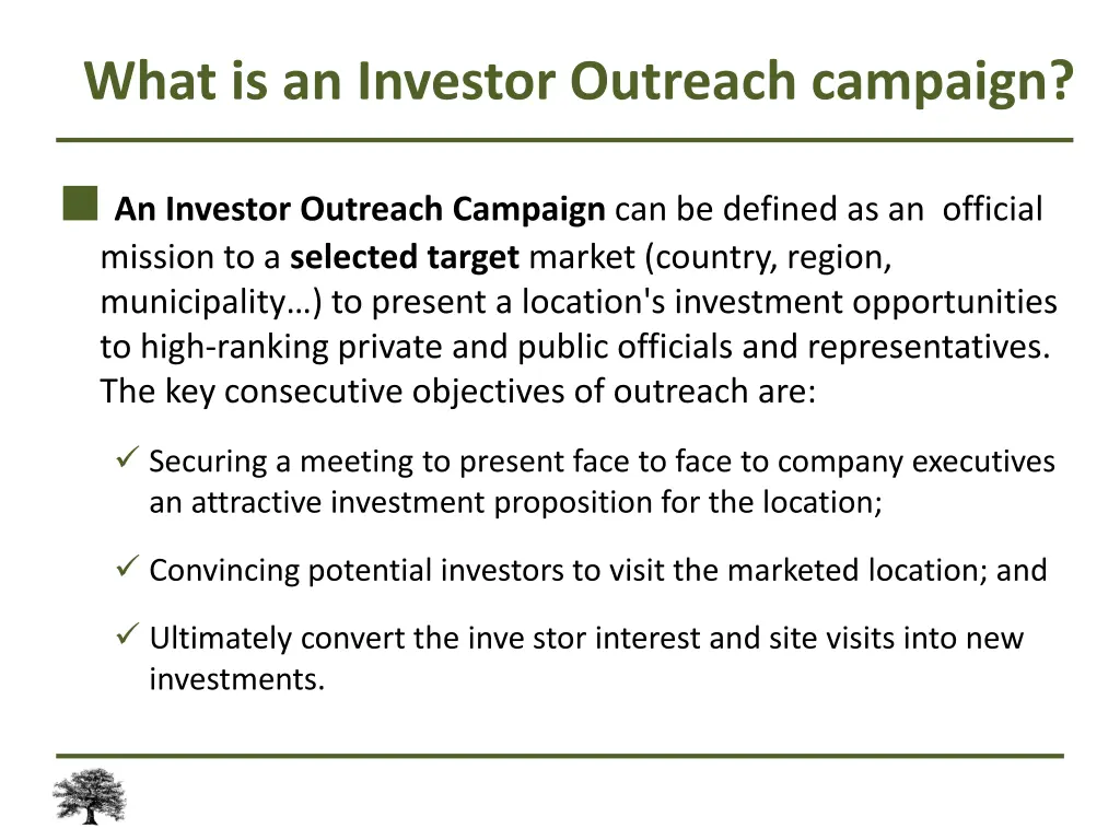 what is an investor outreach campaign