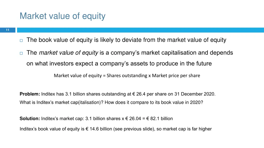 market value of equity