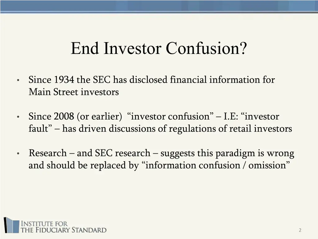 end investor confusion