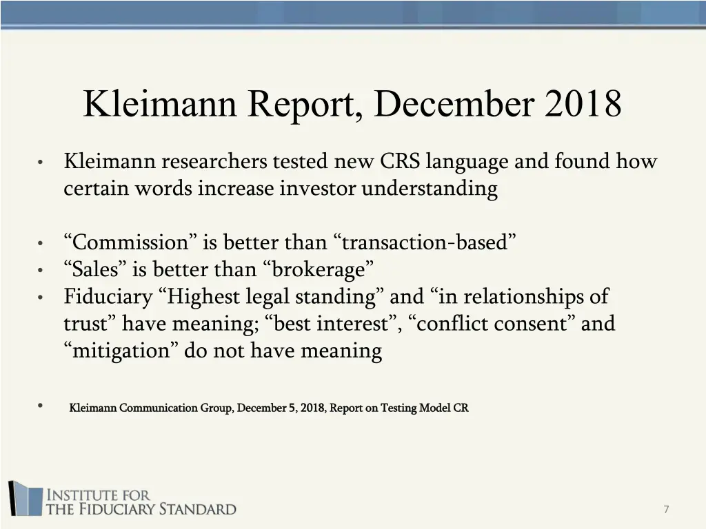 kleimann report december 2018