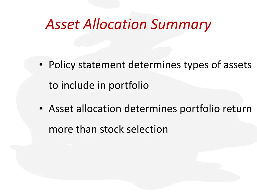 asset allocation summary