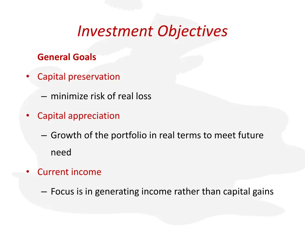 investment objectives 1