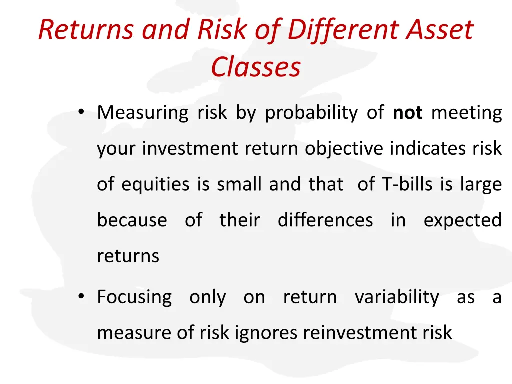 returns and risk of different asset classes 1