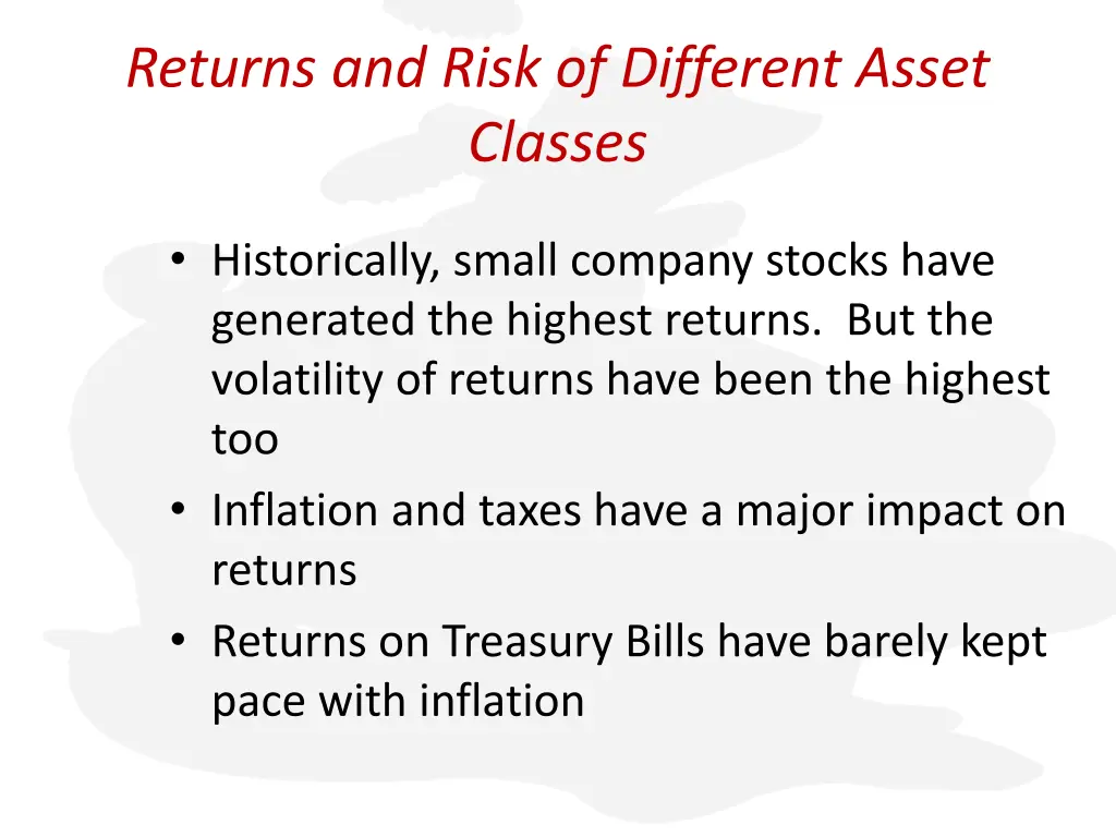 returns and risk of different asset classes