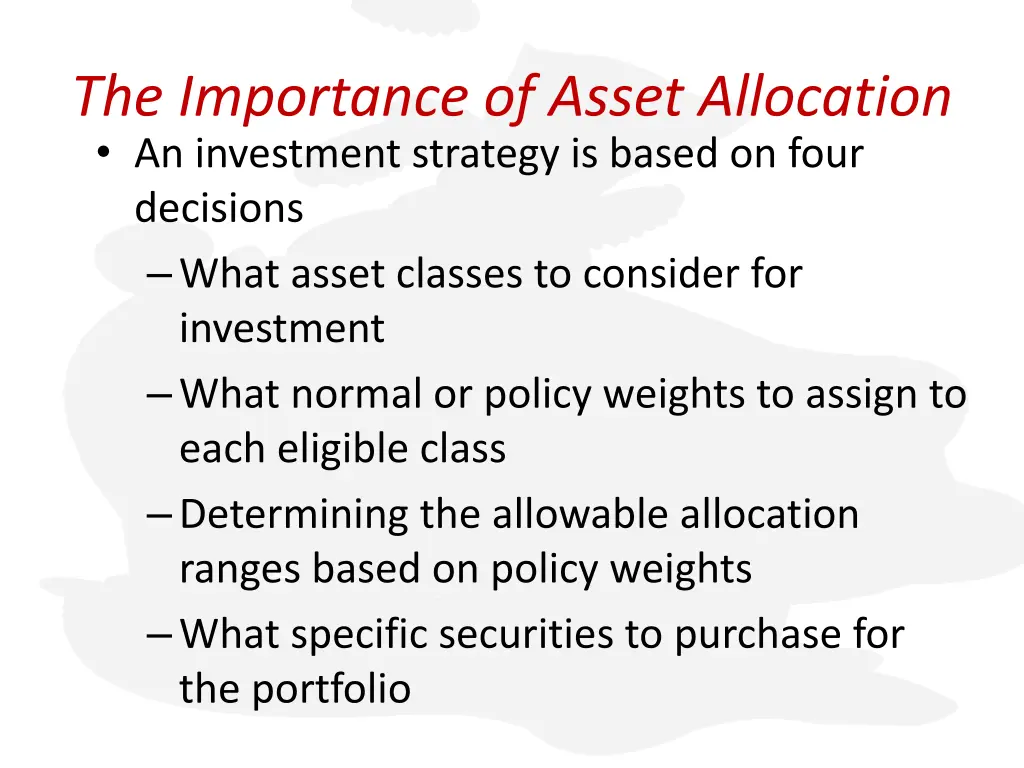 the importance of asset allocation an investment