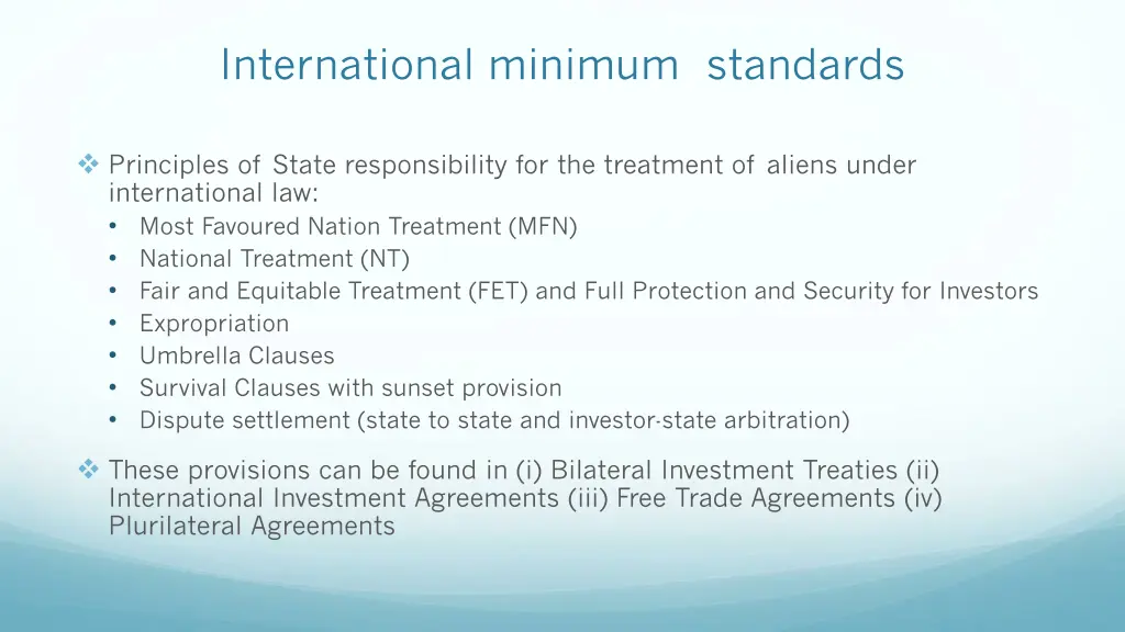 international minimum standards