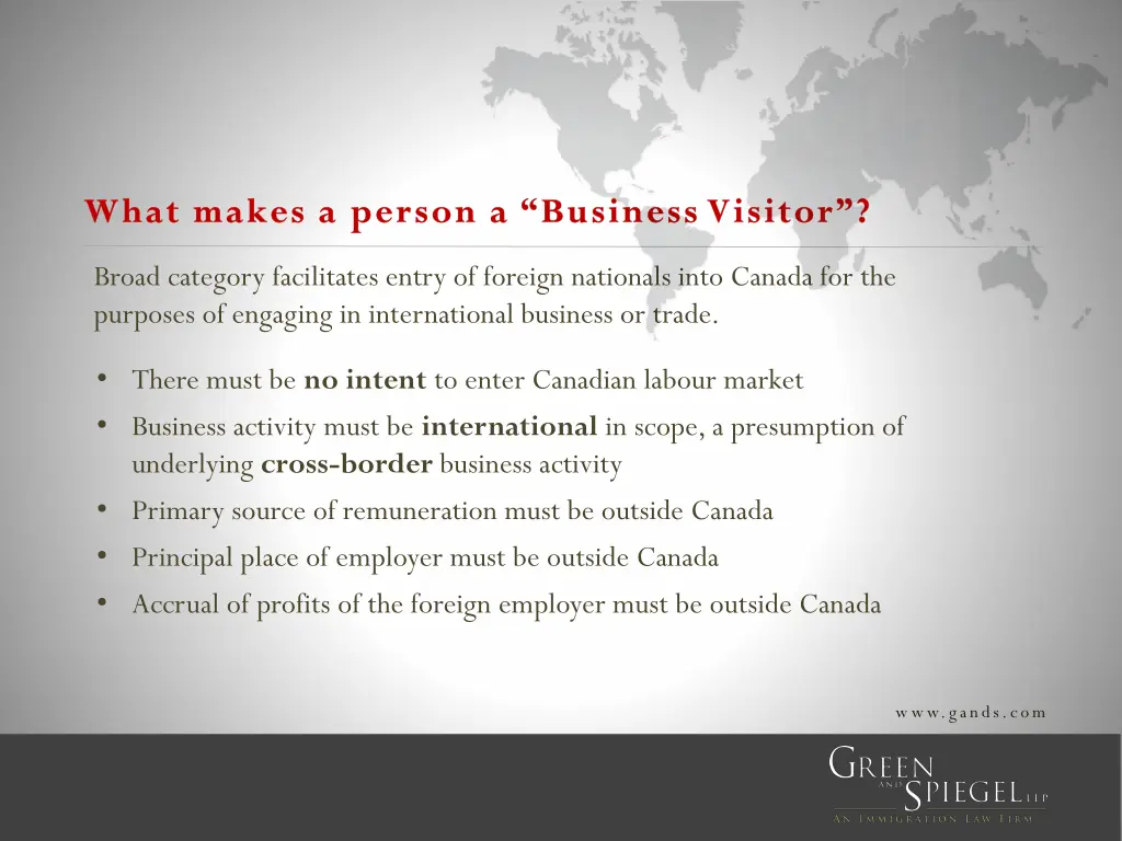 what makes a person a business visitor