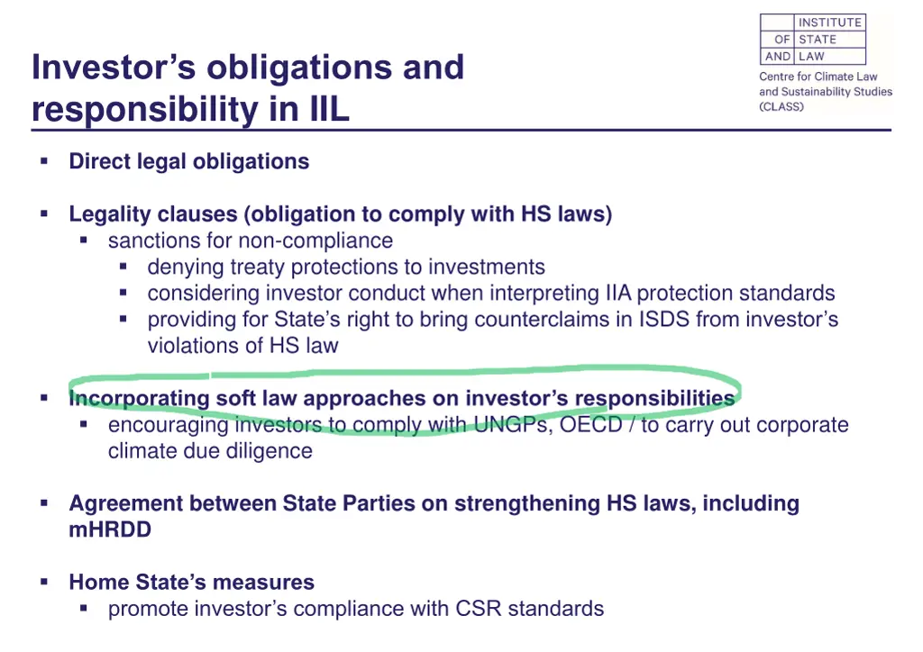 investor s obligations and responsibility in iil