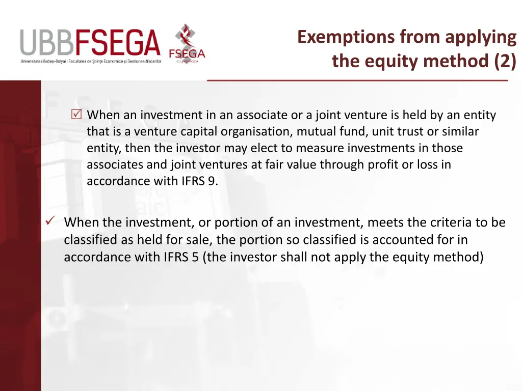 exemptions from applying the equity method 2