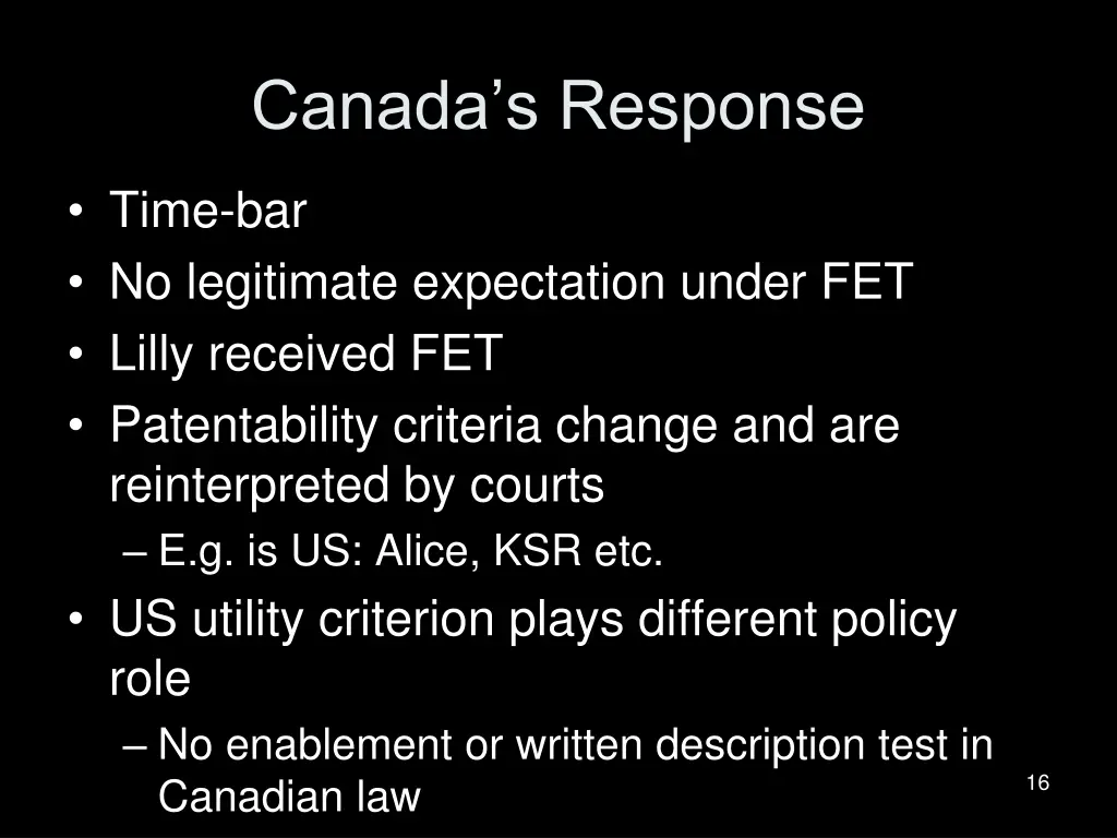 canada s response