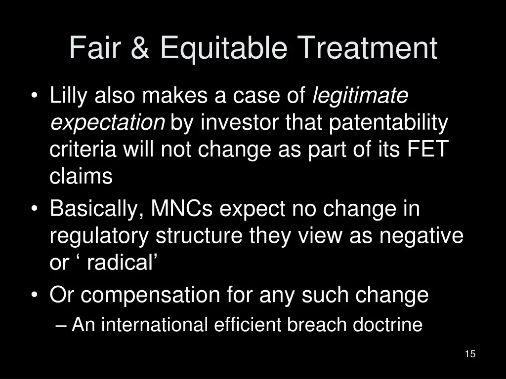 fair equitable treatment