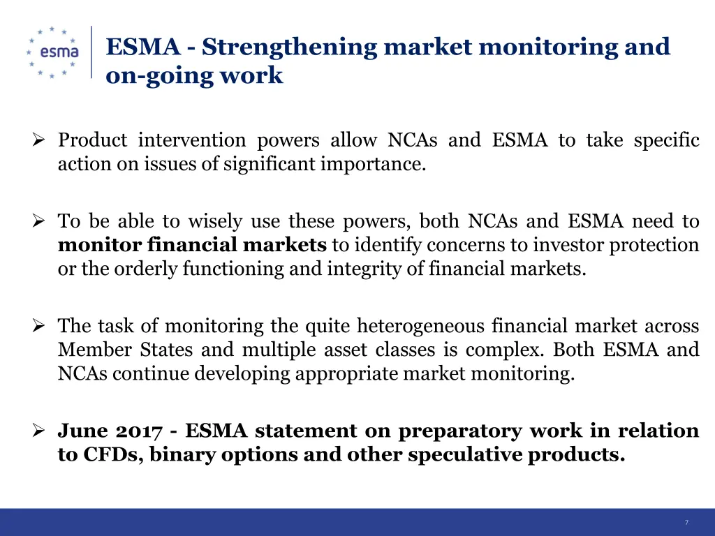 esma strengthening market monitoring and on going