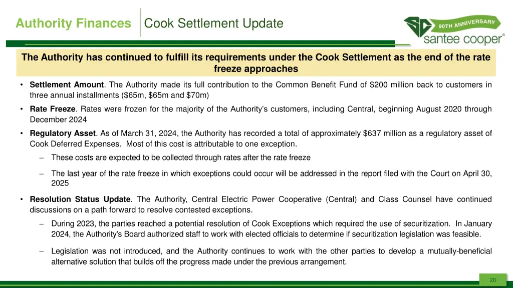 cook settlement update