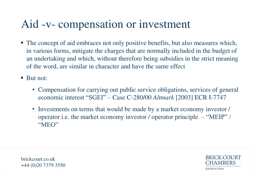 aid v compensation or investment