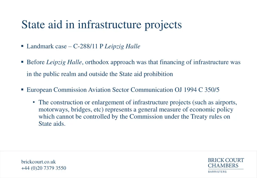 state aid in infrastructure projects