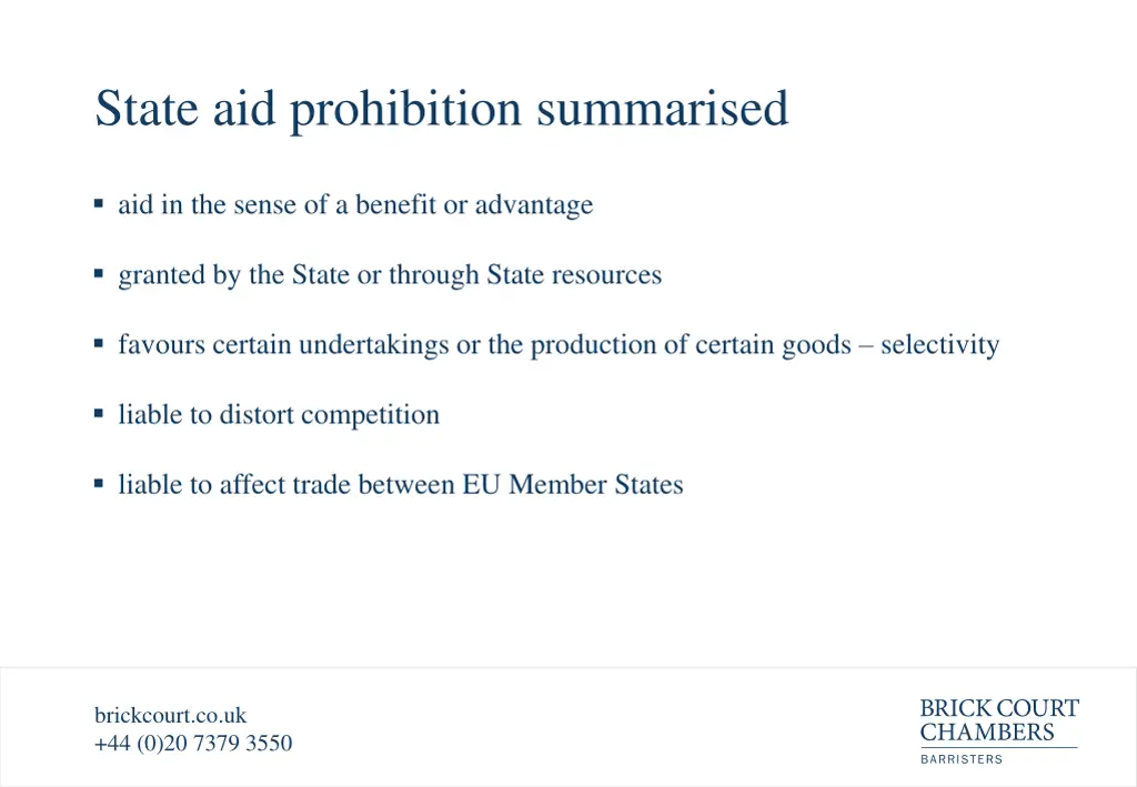 state aid prohibition summarised