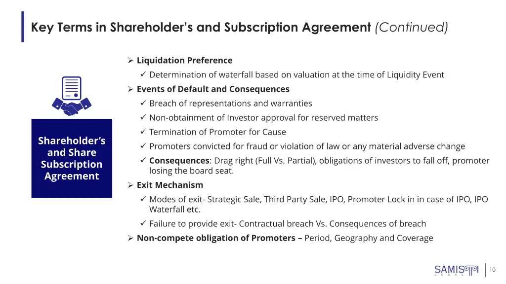 key terms in shareholder s and subscription