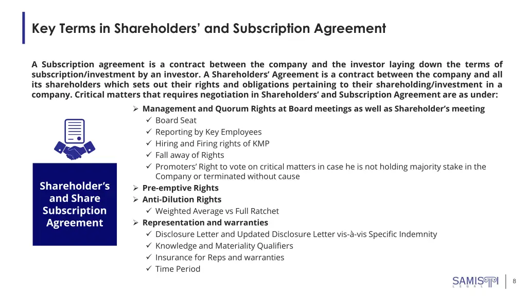 key terms in shareholders and subscription