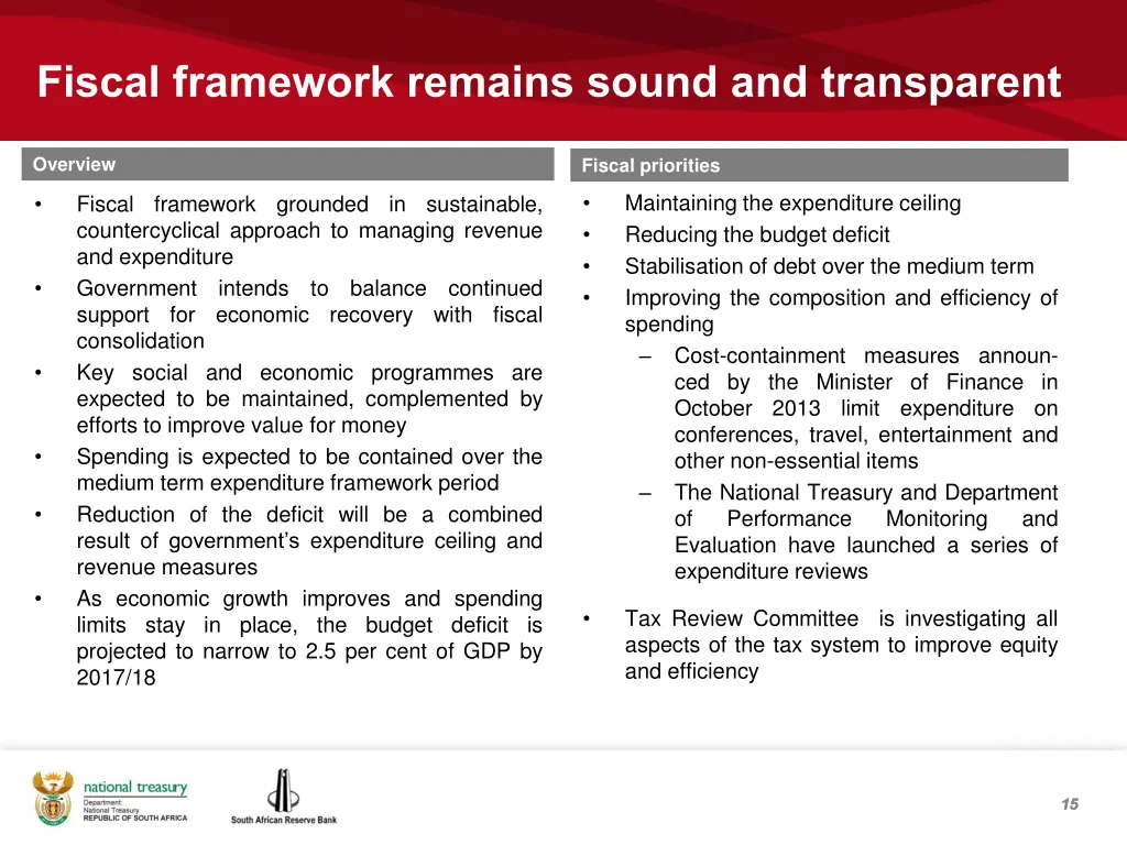 fiscal framework remains sound and transparent