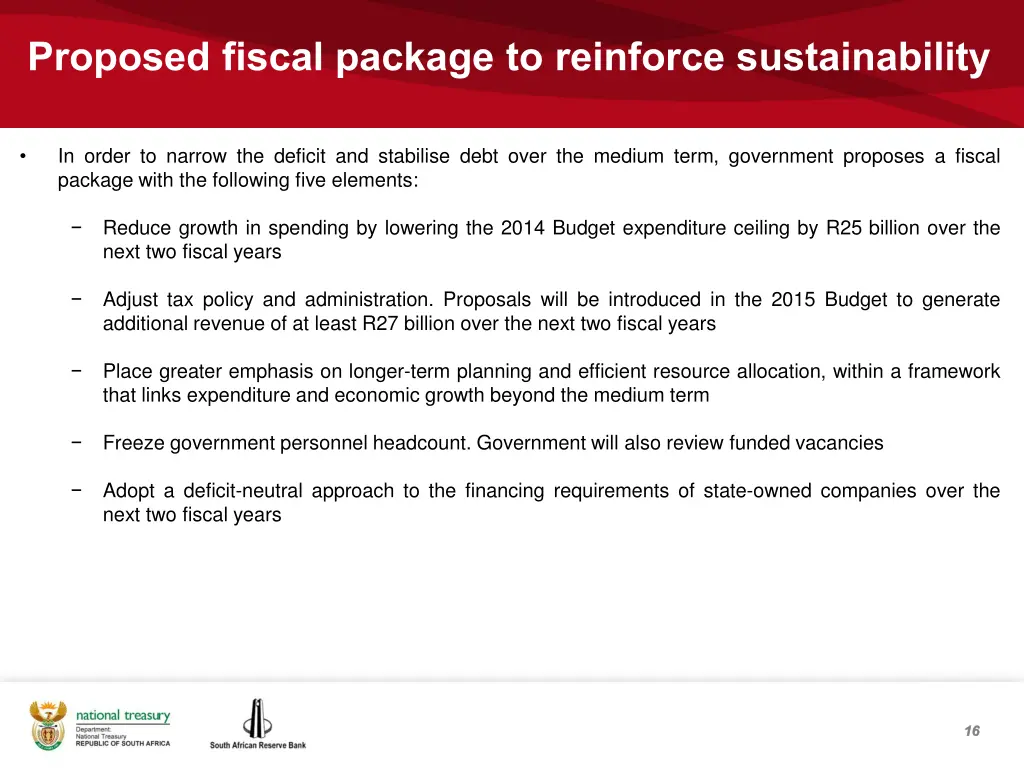 proposed fiscal package to reinforce