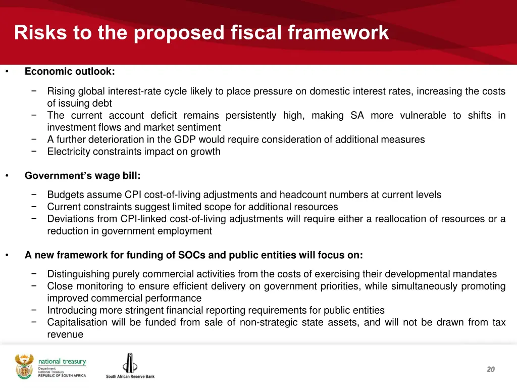 risks to the proposed fiscal framework