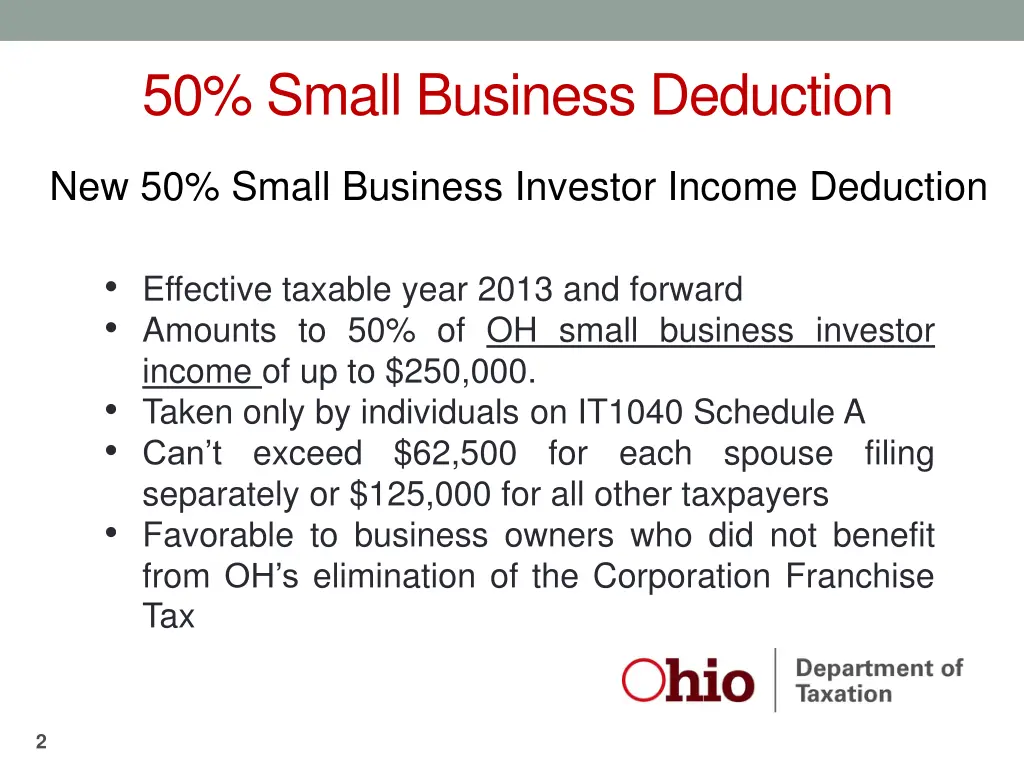 50 small business deduction