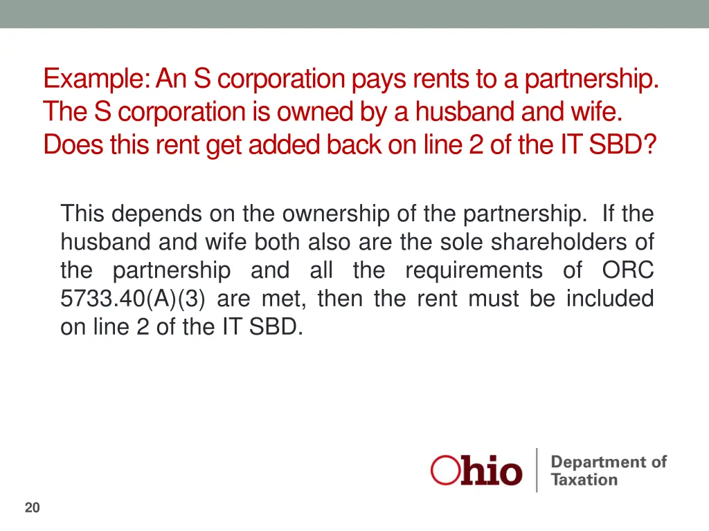 example an s corporation pays rents