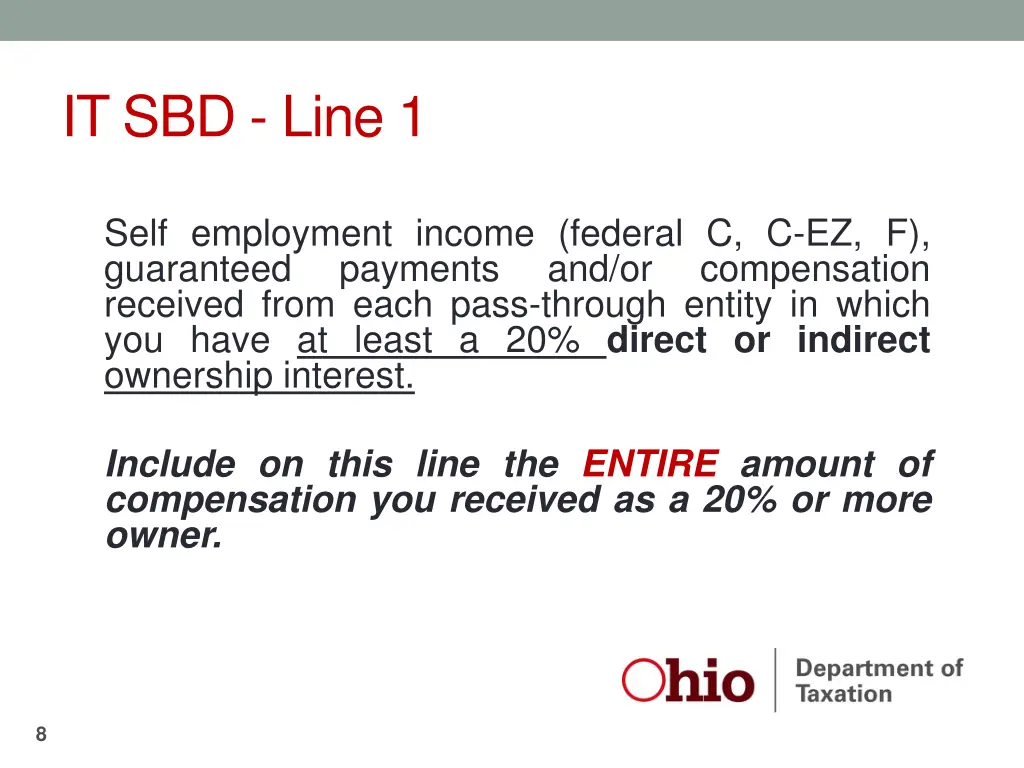 it sbd line 1