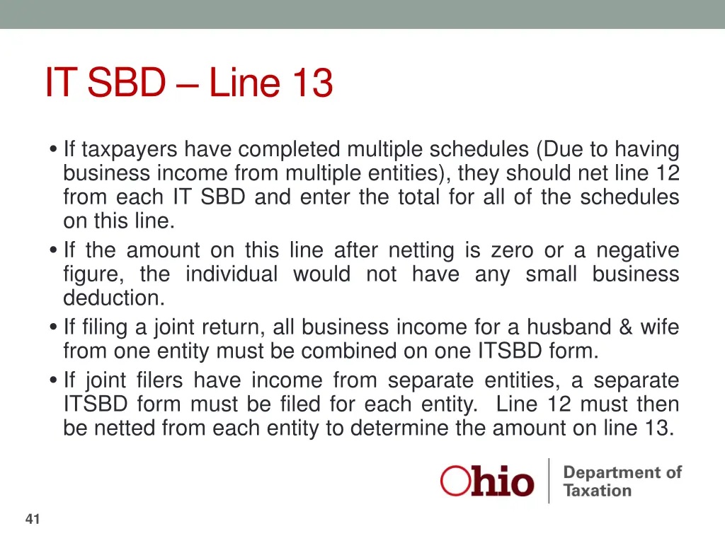 it sbd line 13