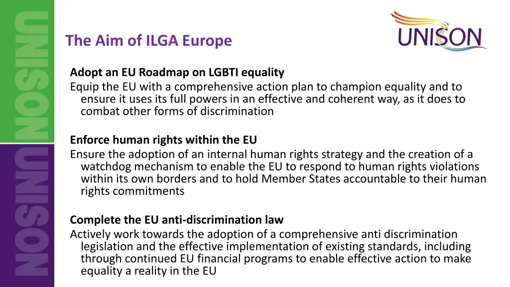 the aim of ilga europe