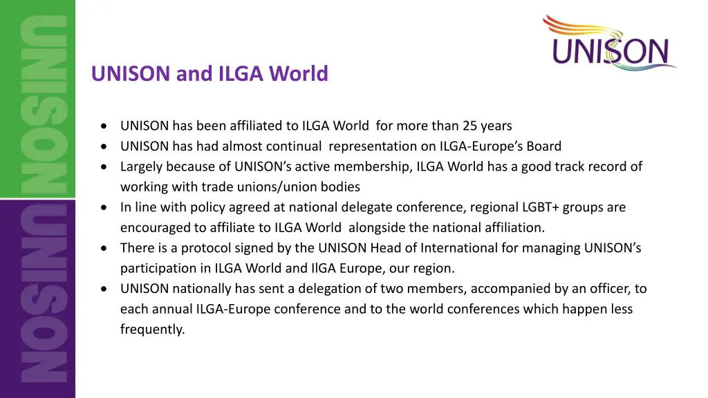 unison and ilga world