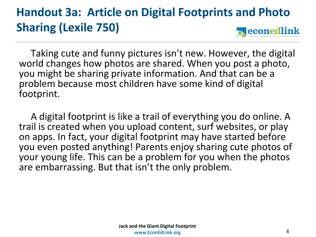 handout 3a article on digital footprints