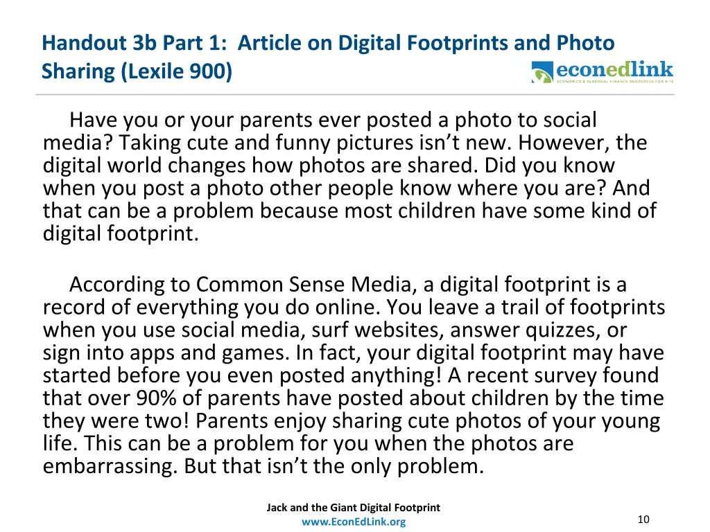 handout 3b part 1 article on digital footprints