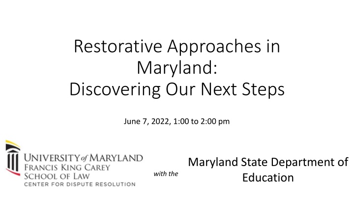 restorative approaches in maryland discovering